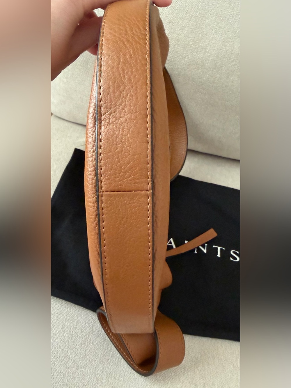 All Saints Half Moon Leather Crossbody - Sepia Brown - Picture 6 of 13